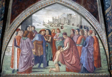 Franciszek zrzekający się dziedzictwa, z cyklu Żywot św. Franciszka, 1486 r.